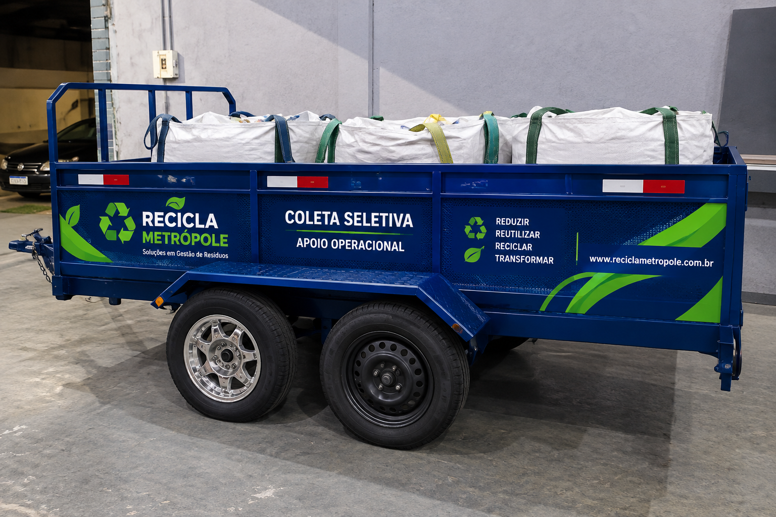 Carretinha de apoio operacional da Recicla Metrópole